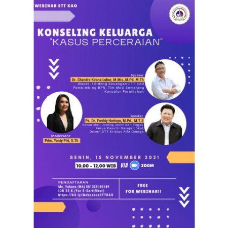 Webinar STT KAO – Konseling Keluarga “Kasus Perceraian”
